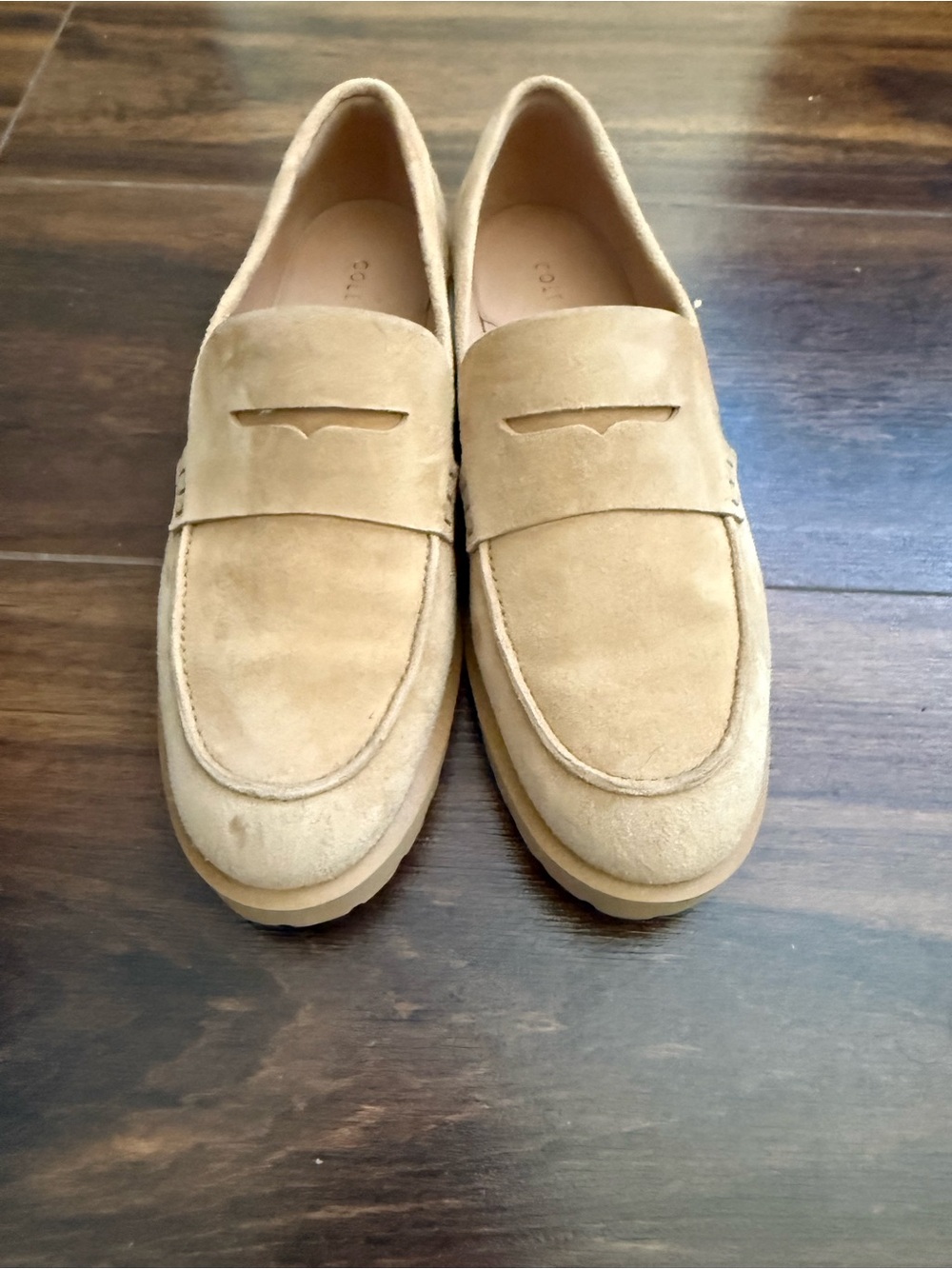 Cole Haan Suede Penny Loafers in Light Tan - Picture 2 of 6